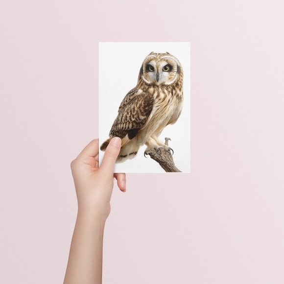 Watercolor Short-Eared Owl Portrait Wall Art Print, Unframed - Graceful Woodland - Picture 5 of 6